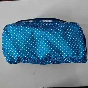 Lesportsac Teal Blue Polka Dot Cosmetic Pouch